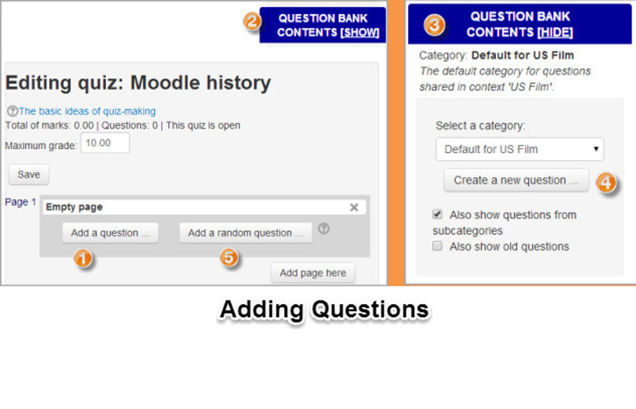 Figure 8-4 Adding Questions to quiz