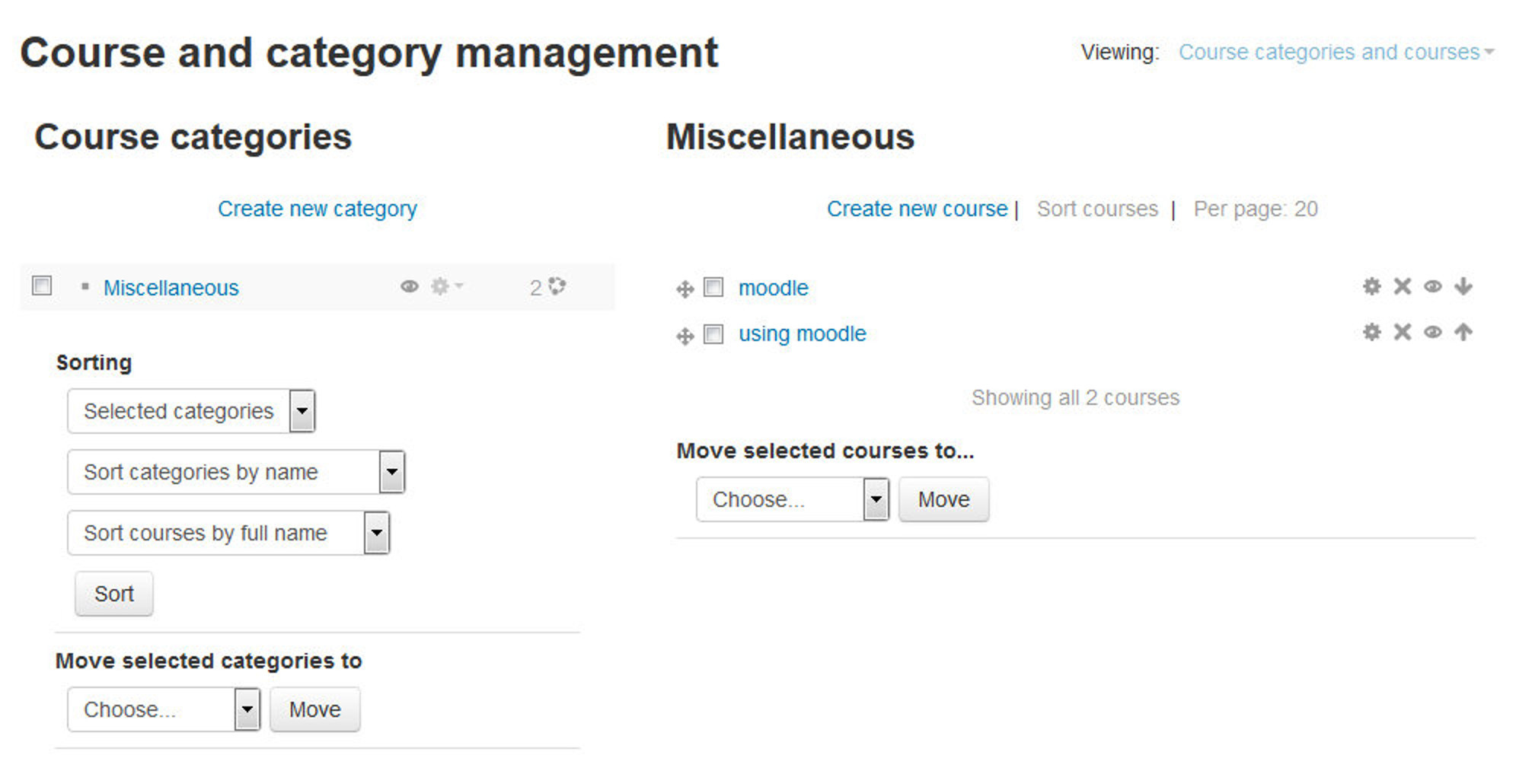 Figure 19-5 Course and category management