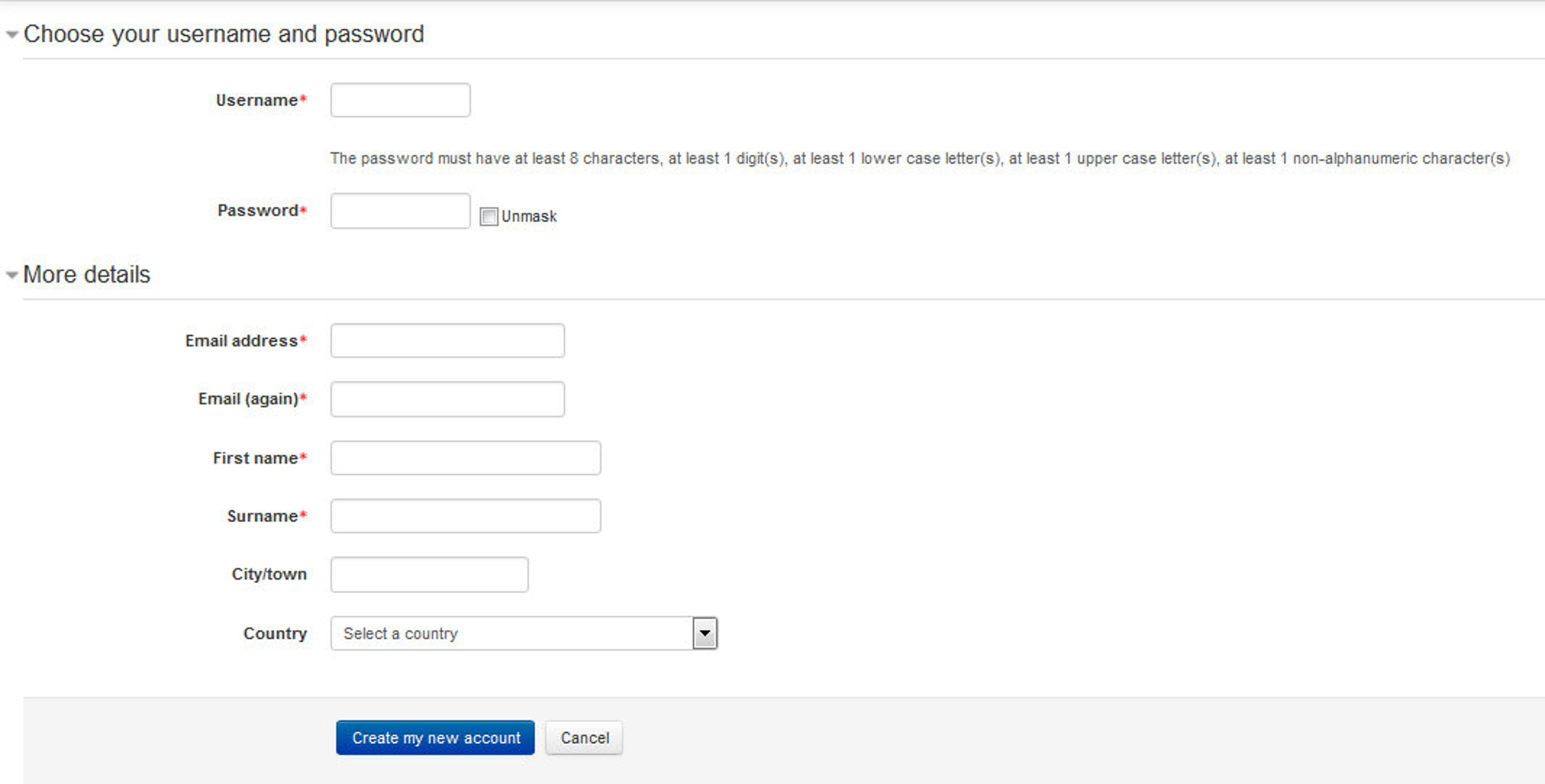 Figure 3-4 Creating New Account