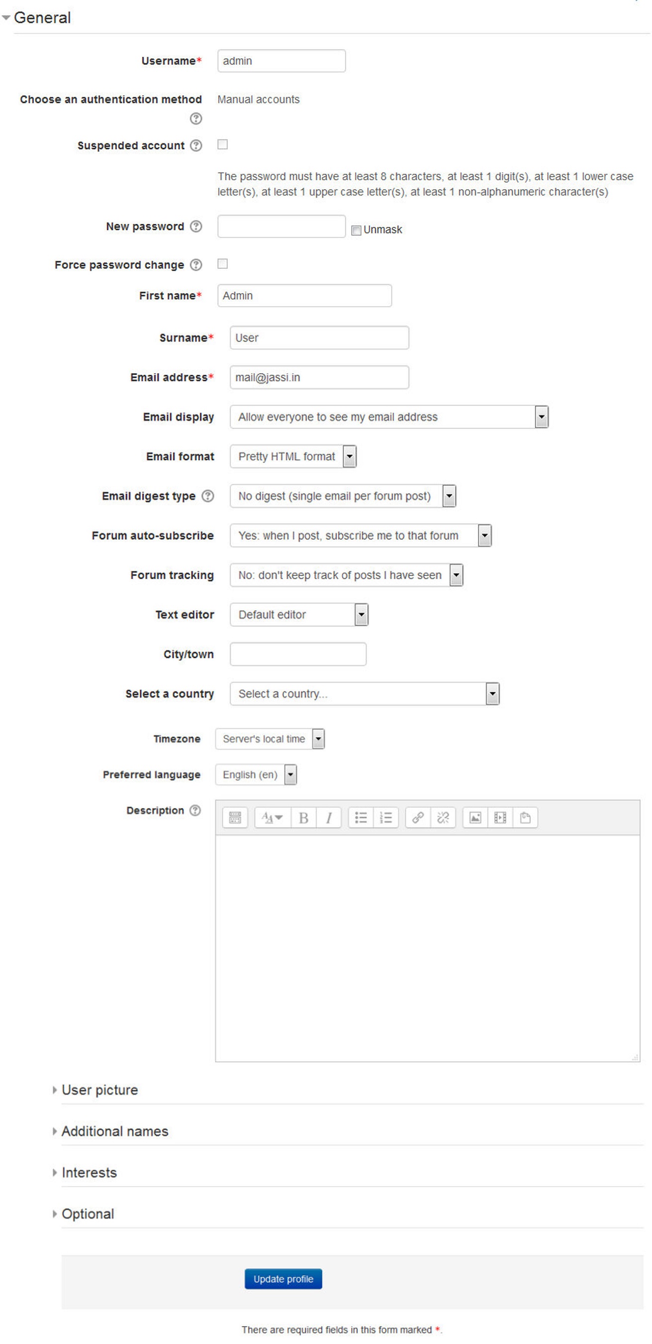 Figure 3-6 Editing a profile