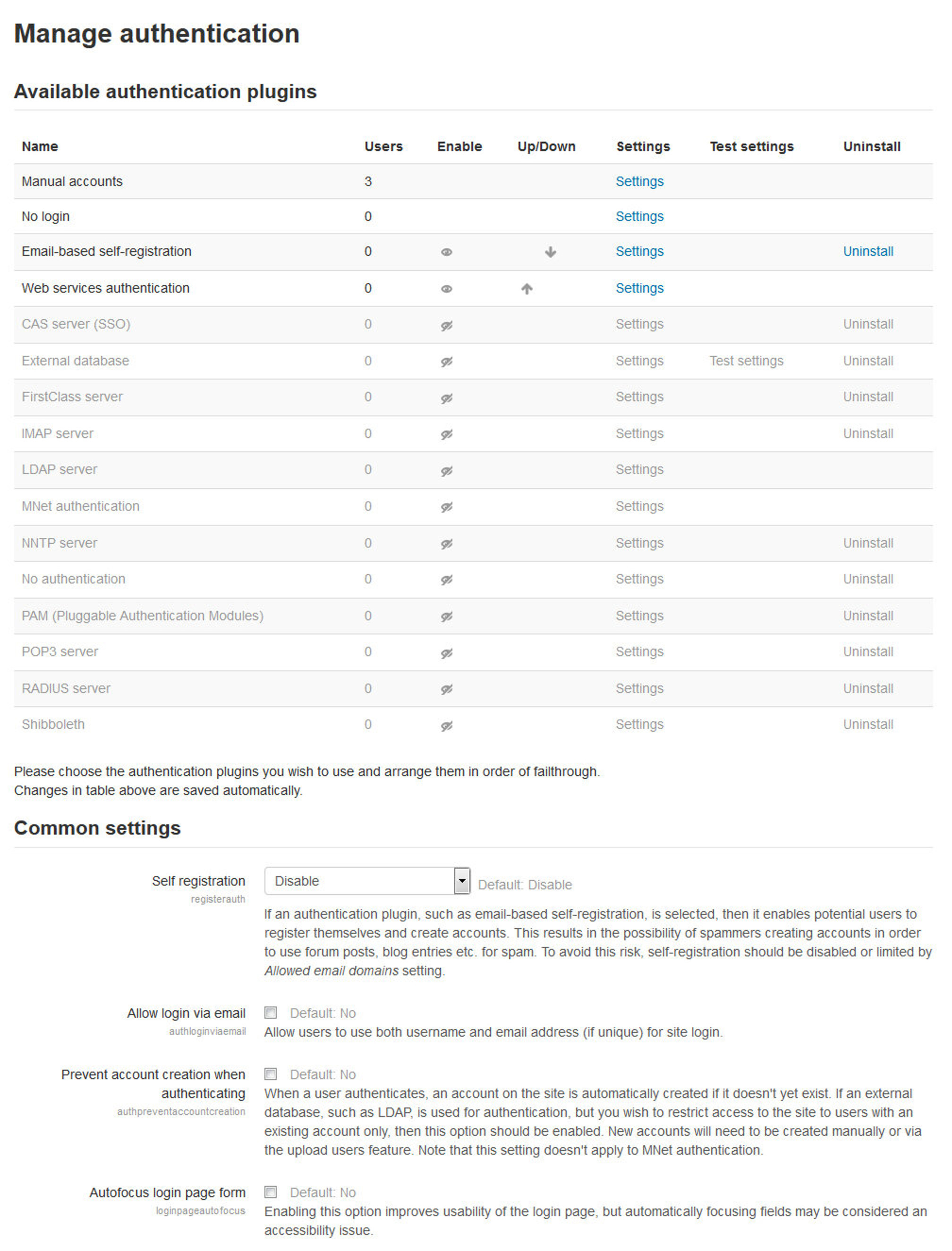 Figure 19-9 Manage Authentication plugins