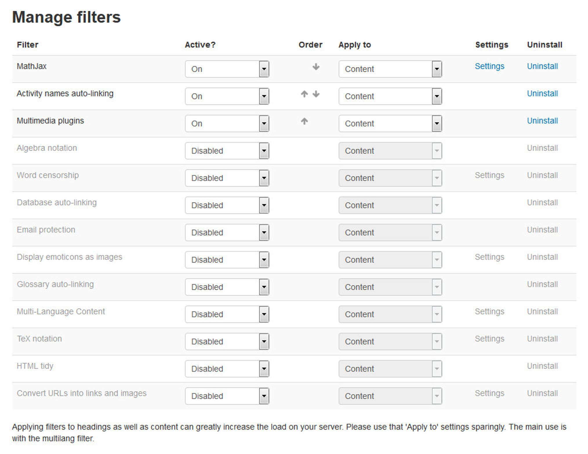 Figure 19-11 Managing Filters