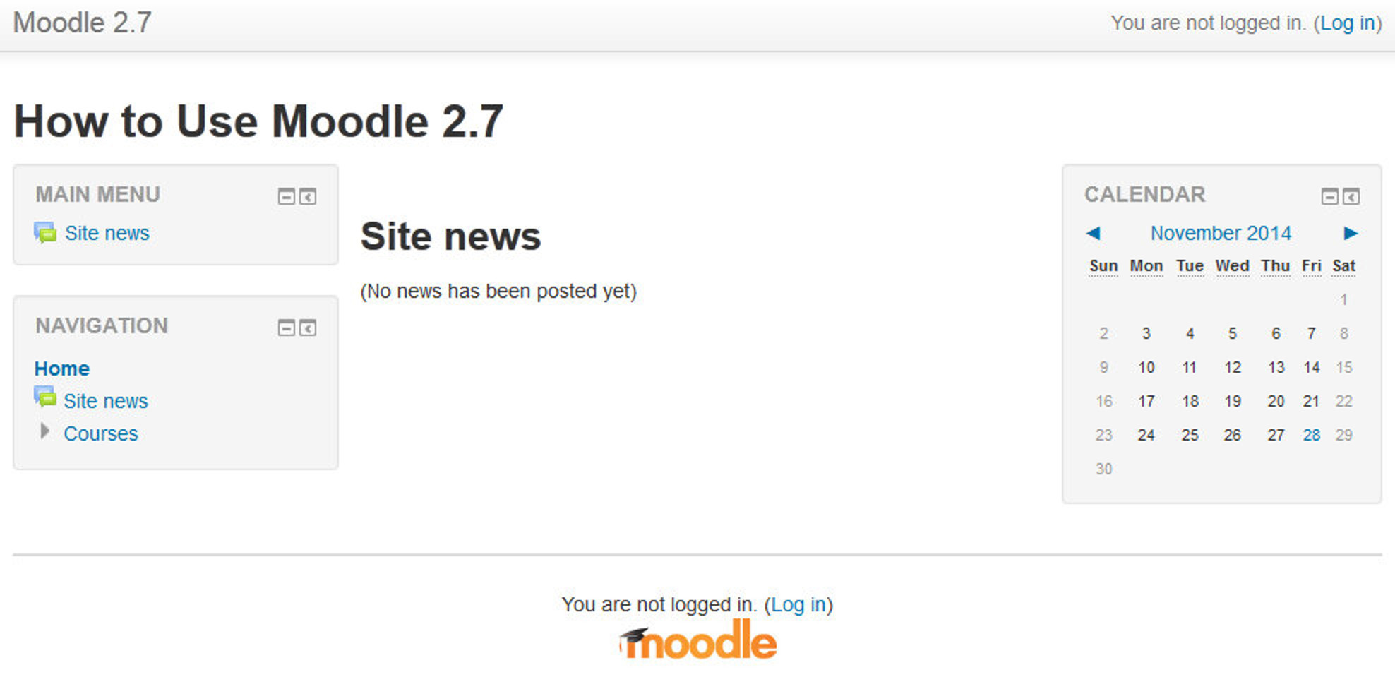 Figure 3-1: Moodle’s Front Page